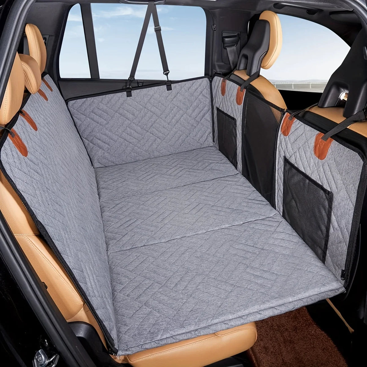 Seashore Premium Quilted Dog Car Hammock – Soft, Waterproof Backseat Cover for All Breeds