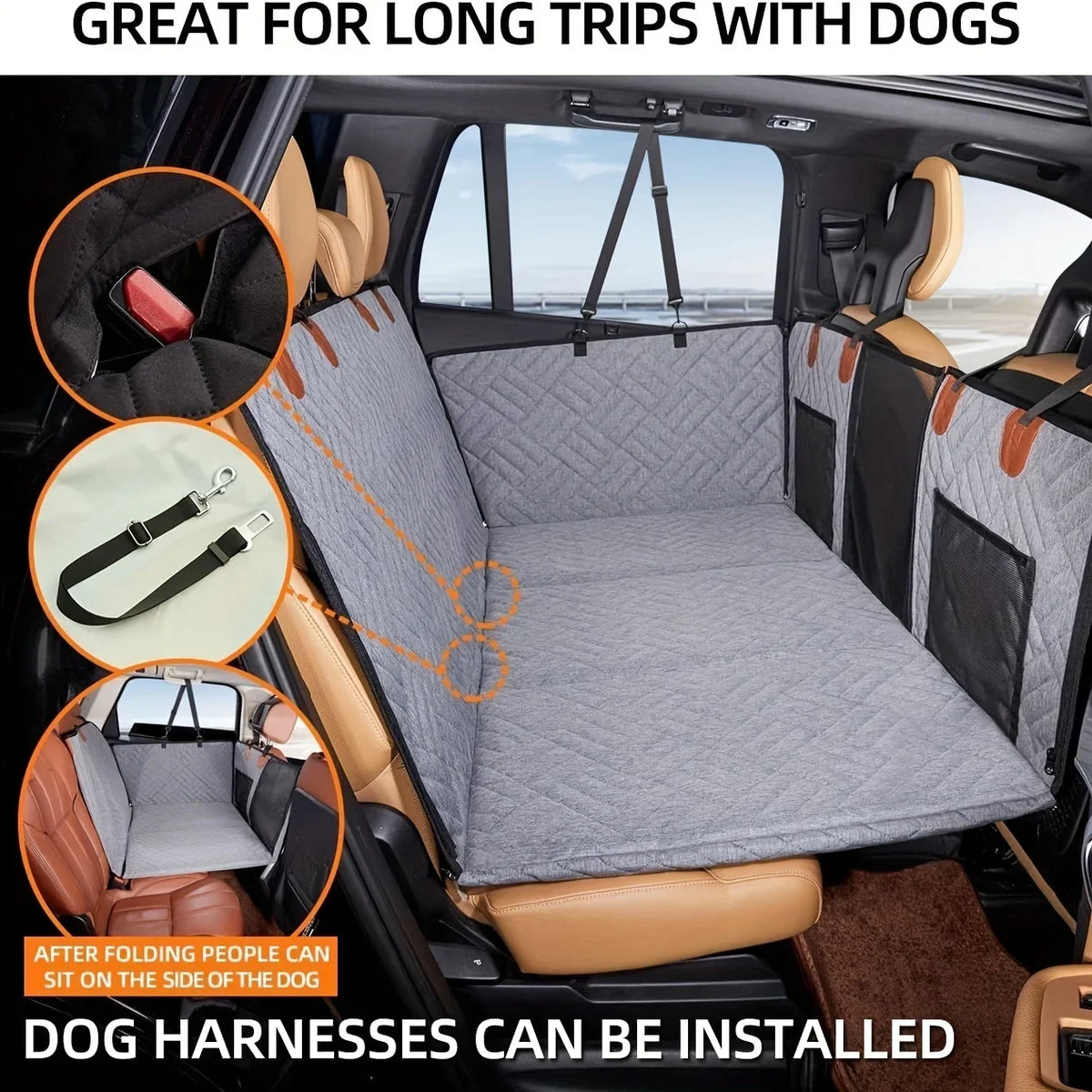 Seashore Premium Quilted Dog Car Hammock – Soft, Waterproof Backseat Cover for All Breeds