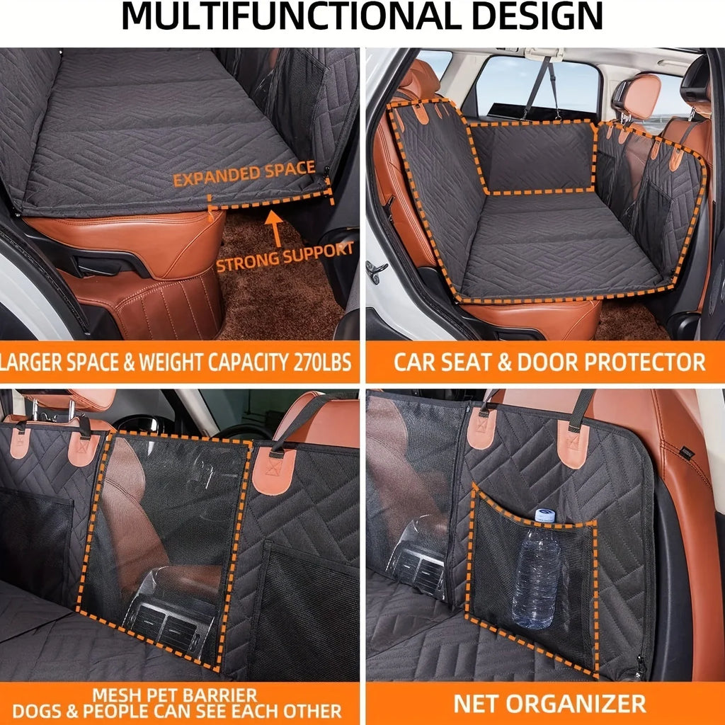 Seashore Premium Quilted Dog Car Hammock – Soft, Waterproof Backseat Cover for All Breeds