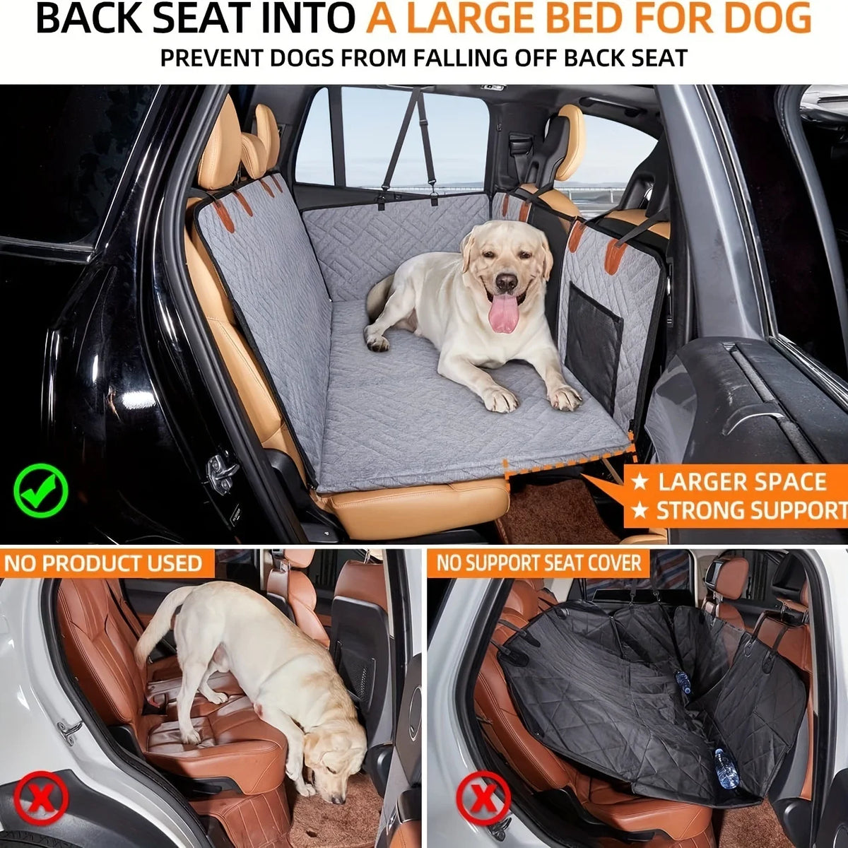 Seashore Premium Quilted Dog Car Hammock – Soft, Waterproof Backseat Cover for All Breeds