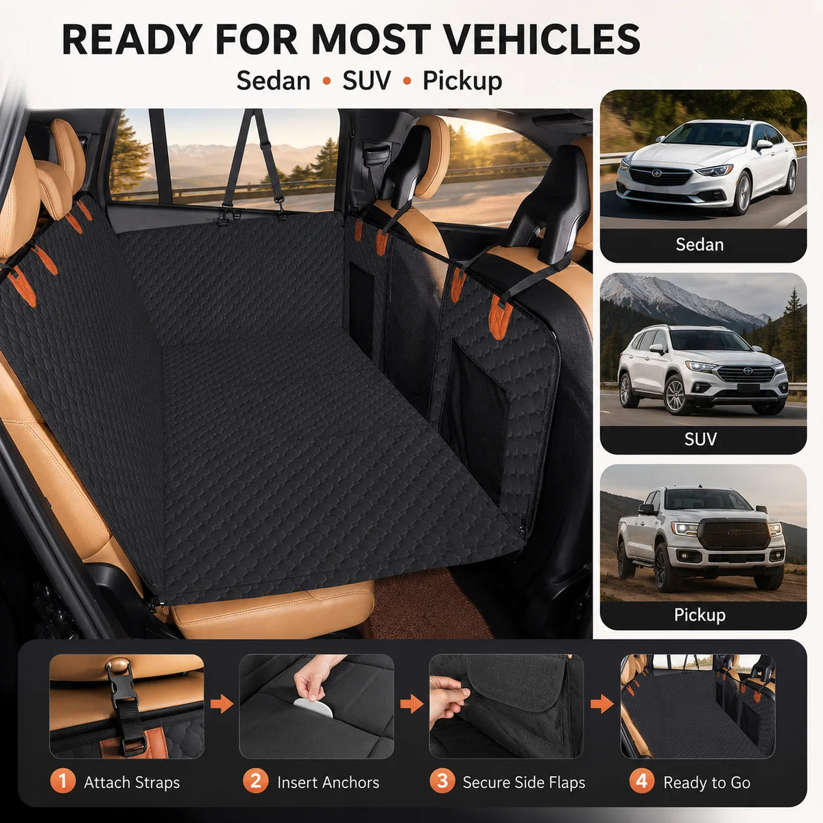 Seashore SolidBase™ Heavy-Duty Dog Backseat Expander – Flat Platform for Large Dogs, Waterproof
