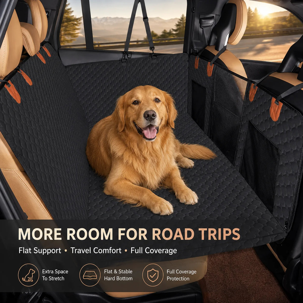 Seashore SolidBase™ Heavy-Duty Dog Backseat Expander – Flat Platform for Large Dogs, Waterproof