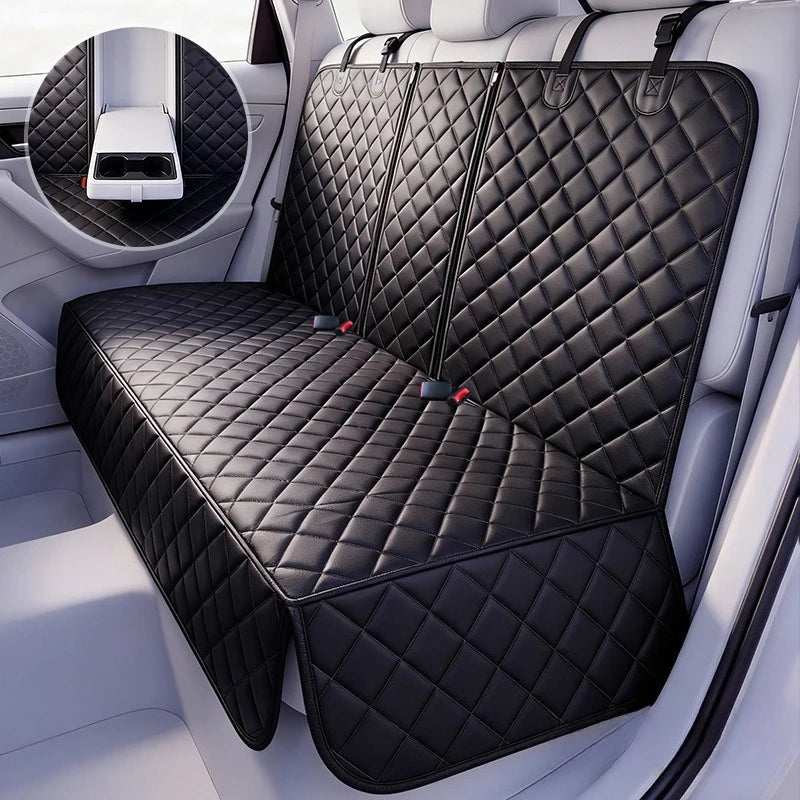 Seashore Dog Car Seat Isolation Mat & Cushion – Waterproof 150D Oxford, 130×160cm, Black & Orange