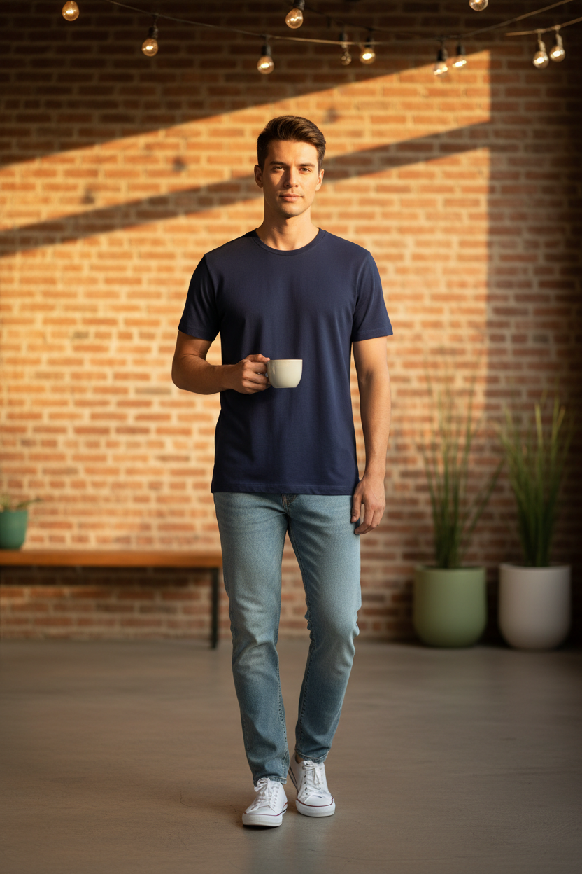 Classic Essential Cotton T-Shirt - Navy