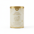 Luxe Goat Milk Baby Formula tin matte finish soft cream and gold packaging with goat illustration