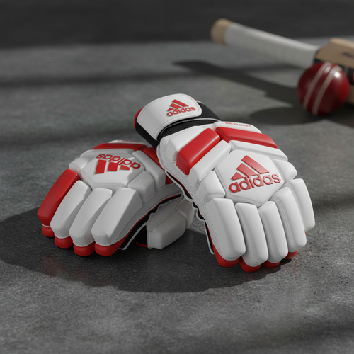 Adidas Cricket Batting Gloves White Red