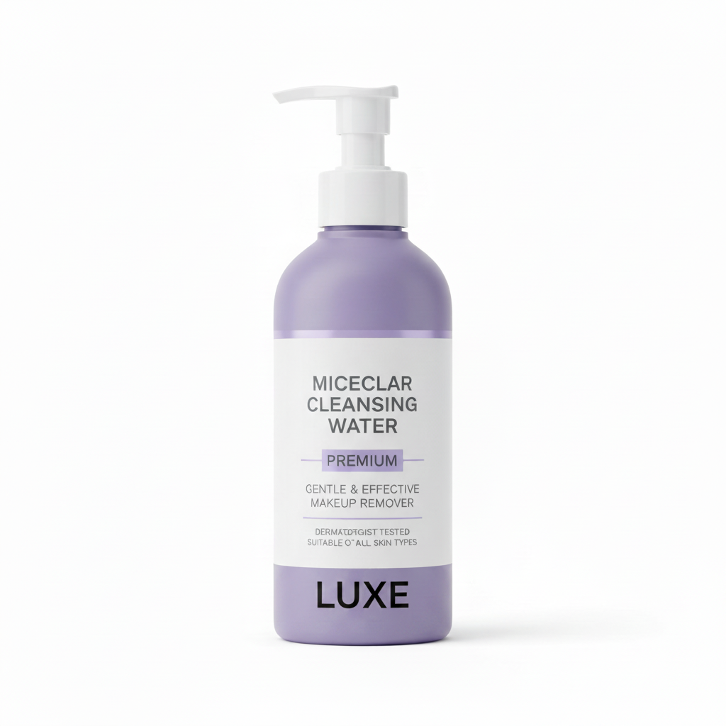Luxe Micellar Cleansing Water lavender and white pump bottle