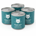 Luxe Premium Wet Cat Food cans teal and silver with cat illustration
