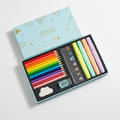 Luxe Kids Stationery Gift Set with colored pencils, ruler, highlighters and scissors in premium gift box