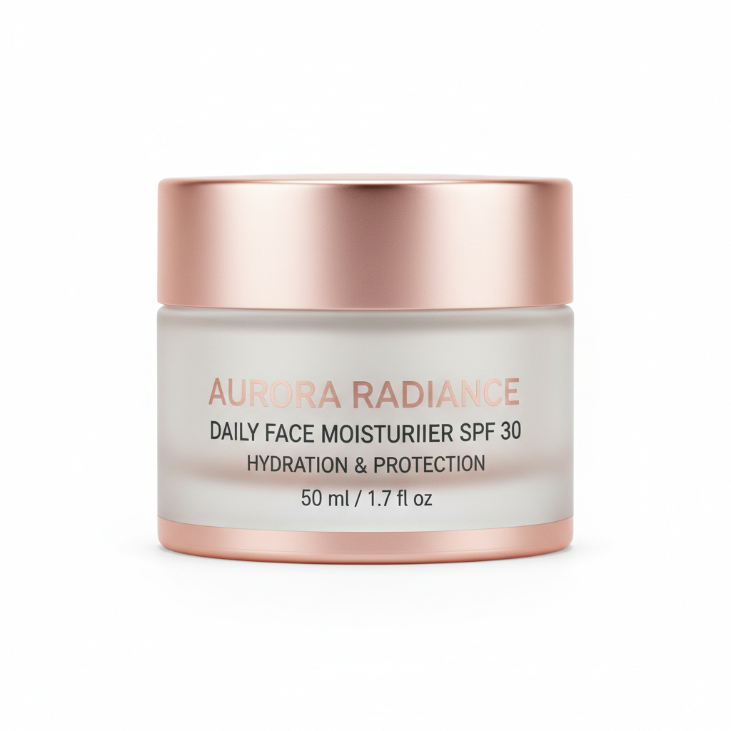 Luxe Face Moisturiser SPF 30 elegant rose gold and white glass jar